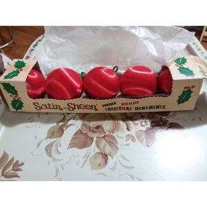 Vintage Pyramid Mills Co Inc Christmas Sateen Ornaments Red Bauble
